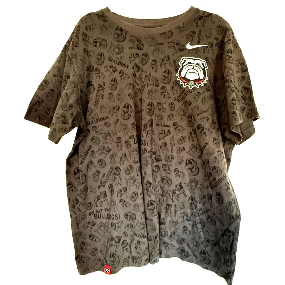 Nike Georgia Bulldogs T Shirt Mens XXL Gray All Over Print College Football